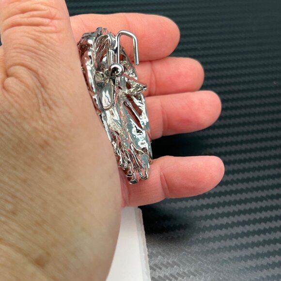 Vintage Silver Tone Lion Head Brooch or Pendant Regal Bold Big Cat Lapel Jewelry - Picture 5 of 7